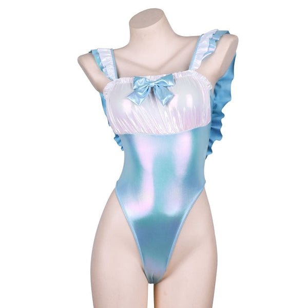 Blue holographic onesie - adult onesie - onesies - blue - bodysuit - bodysuits