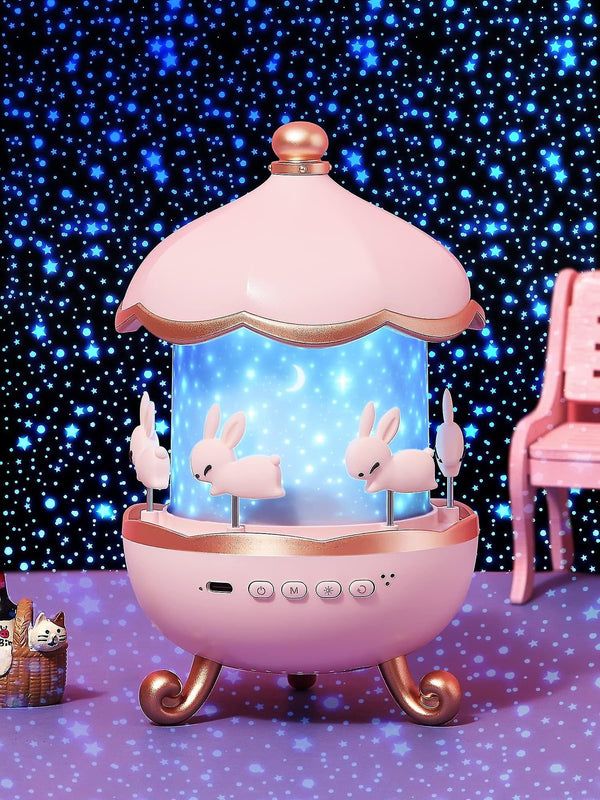 Bunny Carousel Projector Night Light - bluetooth speaker, bunnies, bunny rabbit, carousel,