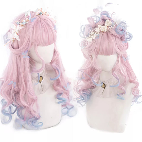 Dainty blue pink ombre wig - blue wig - cosplay - costume - cotton candy - fake