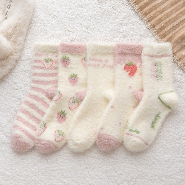 Fuzzy Berry Socks - berries, berry, furry socks, fuzzy socks, socks Kawaii Babe