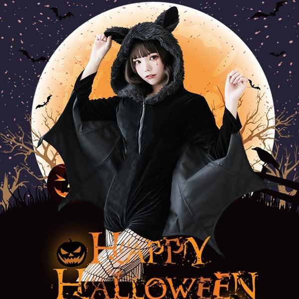 Fuzzy Black Bat Costume Set - bat ears, wing, bats, cosplay, cosplayer