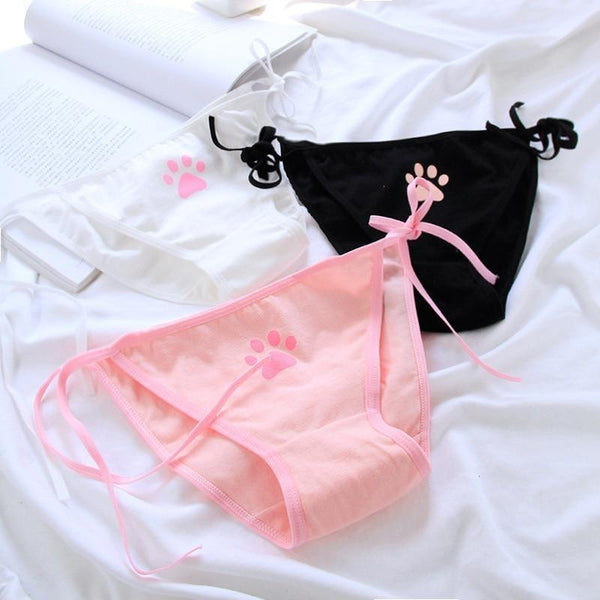 Paw Print Tie-Up Panties - lace up, panties, panty, paw, paw print