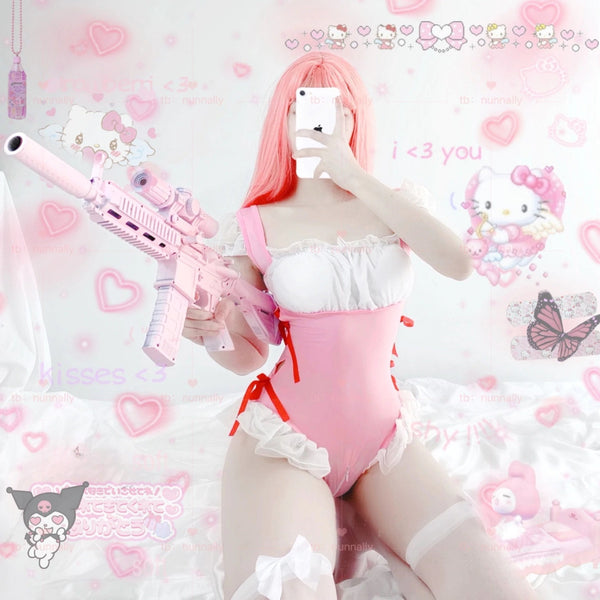 Pink maid onesie - bodysuit - bodysuits - cosplay - cosplaying - costume