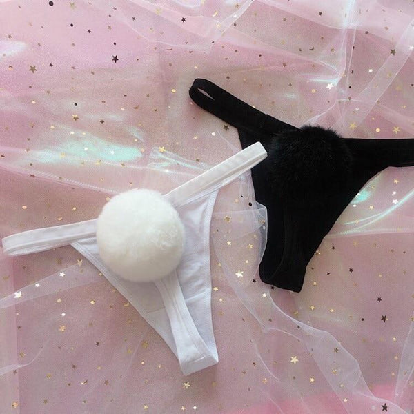 Poofy bunny tail thongs - baby bun - bunny - rabbit - tails - hairball