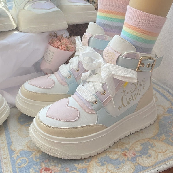 Star crown pastel hi-tops - booties - boots - faecore - fairy kei - fairycore